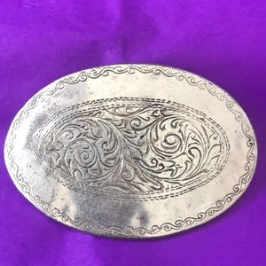 Beautiful vintage silver hair clip etching